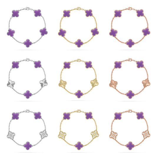 [Super CiCi ]CLOVER 5 MOTIF LIGHT PURPLE BRACELET COLLECTION