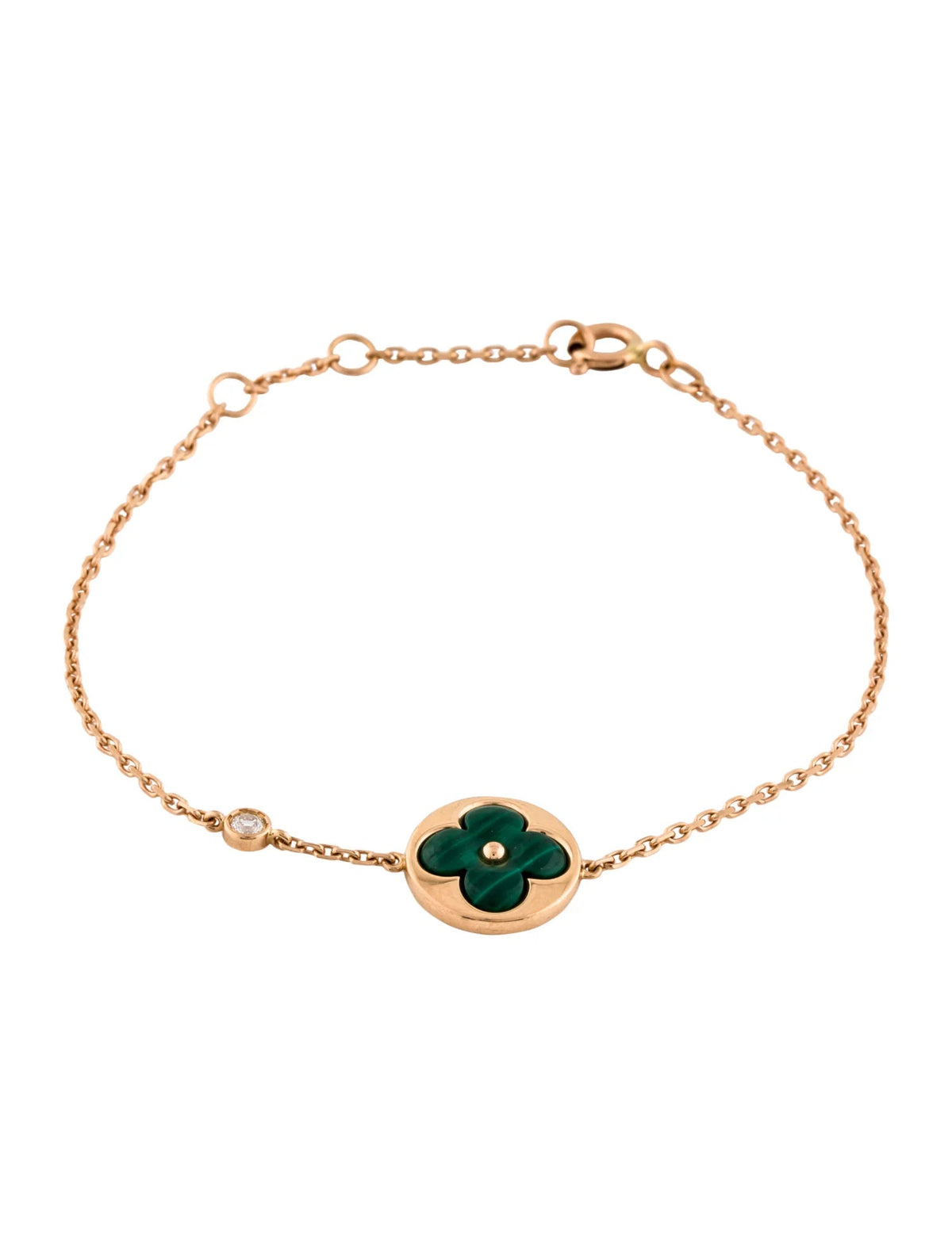 [Super CiCi ]SUN MALACHITE 1 DIAMOND PINK GOLD BRACELET