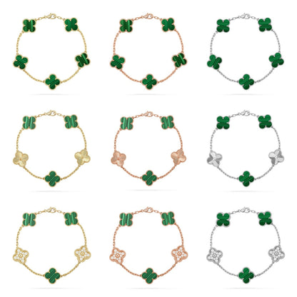 [Super CiCi ] CLOVER 5 MOTIF MALACHITE BRACELET COLLECTION