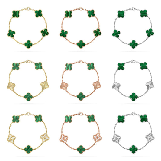 [Super CiCi ] CLOVER 5 MOTIF MALACHITE BRACELET COLLECTION