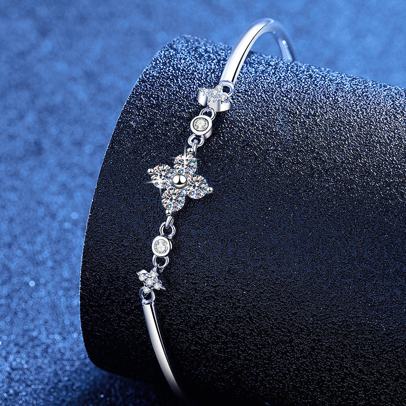[Super CiCi]CLOVER & TWIN-STAR MOISSANITE BRACELET