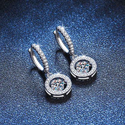 [Super CiCi]DANCING MOISSANITE HALO DROP HOOP EARRINGS
