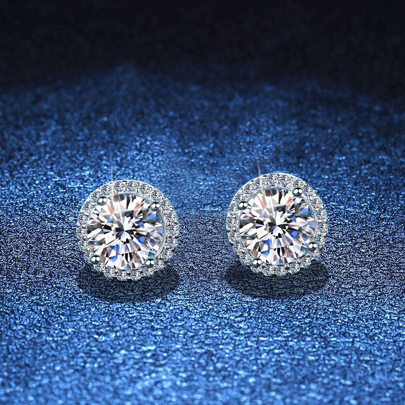 [Super CiCi]CLASSIC 4-PRONG ROUND MOISSANITE STUD EARRINGS