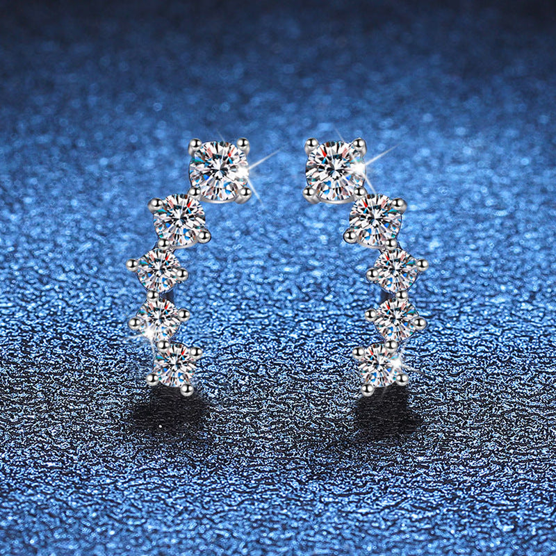[Super CiCi]SPARKLING SMILE ARC MOISSANITE STUD EARRINGS