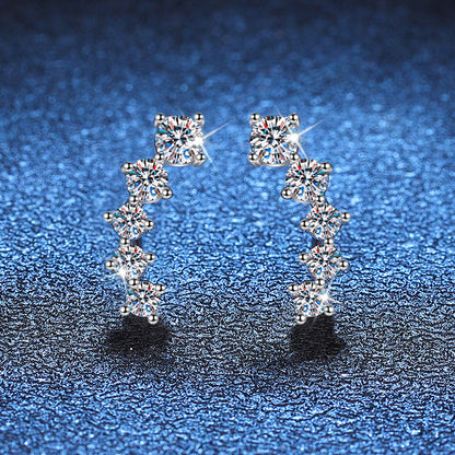 [Super CiCi]SPARKLING SMILE ARC MOISSANITE STUD EARRINGS