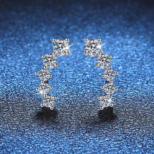 [Super CiCi]SPARKLING SMILE ARC MOISSANITE STUD EARRINGS