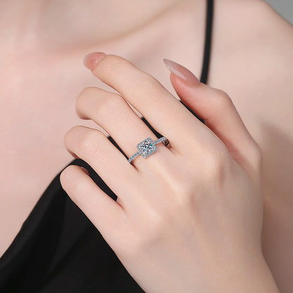 [Super CiCi]DAINTY SUGAR-CUBE MOISSANITE RING