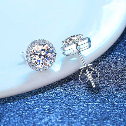 [Super CiCi]CLASSIC 4-PRONG ROUND MOISSANITE STUD EARRINGS