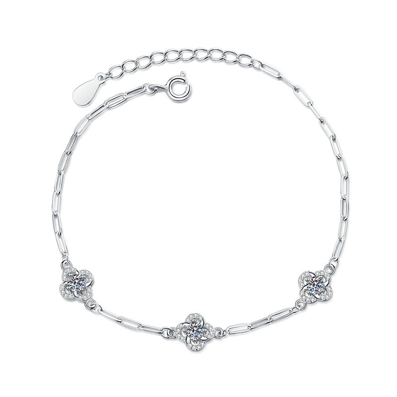 [Super CiCi]TRIPLE-CLOVER MOISSANITE BRACELET