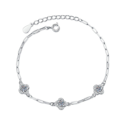 [Super CiCi]TRIPLE-CLOVER MOISSANITE BRACELET