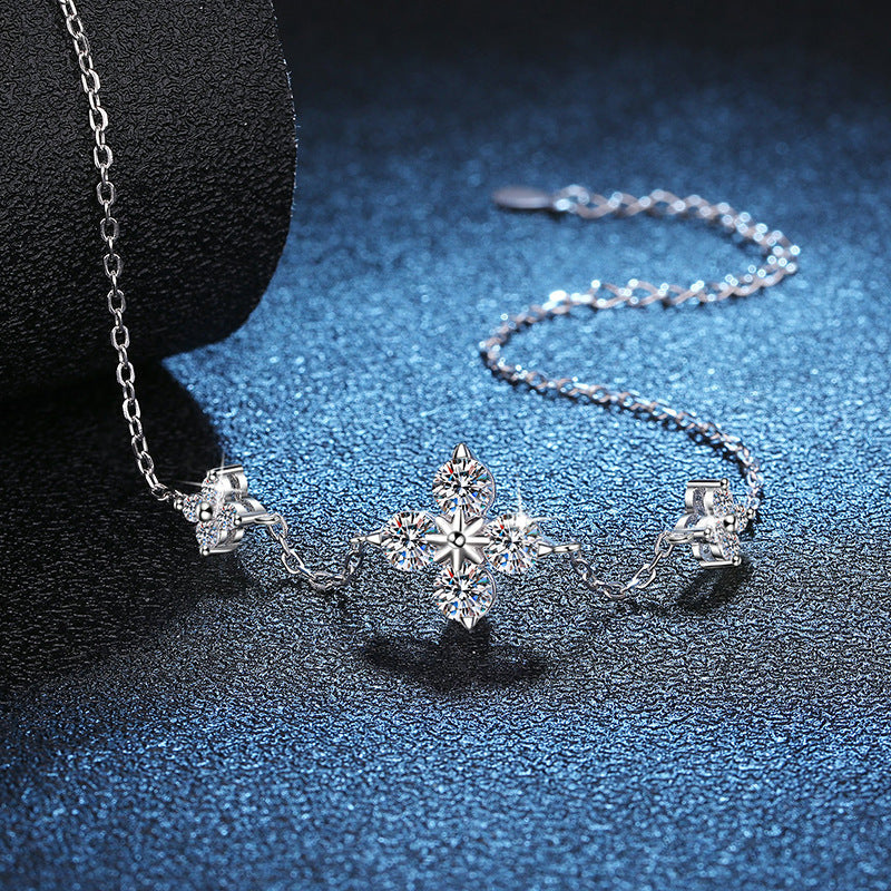 [Super CiCi]CLOVER LUCKY CHARM MOISSANITE BRACELET