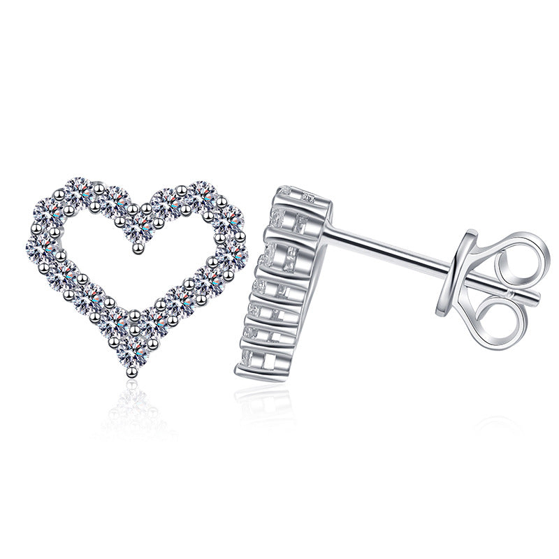 [Super CiCi]SPARKLING HEART-SHAPED MOISSANITE STUD EARRINGS