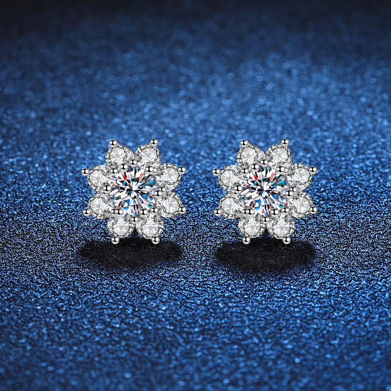 [Super CiCi]RADIANT SUNFLOWER MOISSANITE STUD EARRINGS