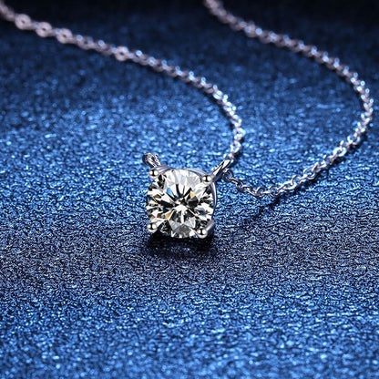 [Super CiCi]CLASSIC FOUR-PRONG SOLITAIRE MOISSANITE NECKLACE