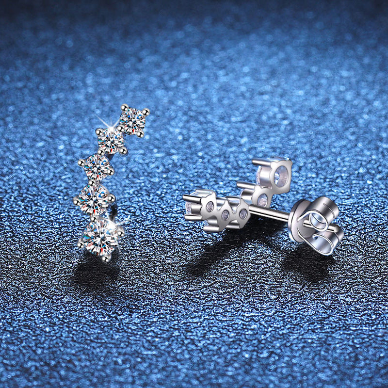 [Super CiCi]SPARKLING SMILE ARC MOISSANITE STUD EARRINGS