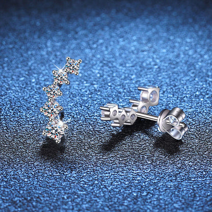 [Super CiCi]SPARKLING SMILE ARC MOISSANITE STUD EARRINGS
