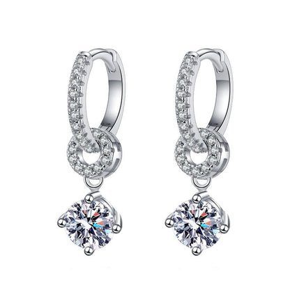 [Super CiCi]INTERLOCKING DOUBLE RING MOISSANITE DROP EARRINGS