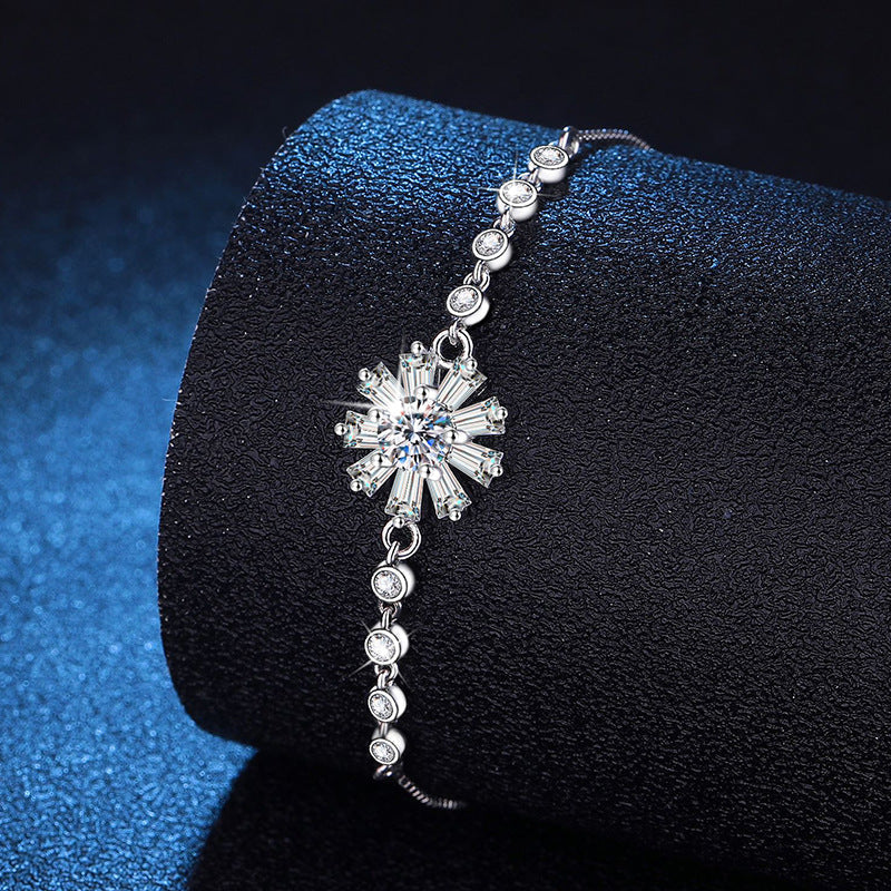 [Super CiCi]RADIANT ICY CRYSTAL SUNFLOWER MOISSANITE BRACELET