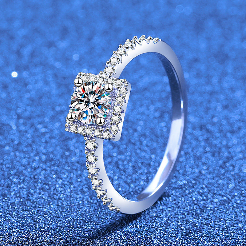 [Super CiCi]DAINTY SUGAR-CUBE MOISSANITE RING