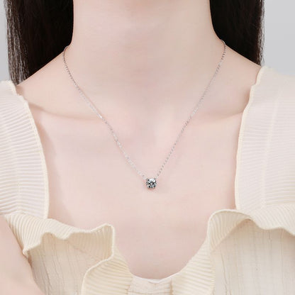 [Super CiCi]CLASSIC FOUR-PRONG SOLITAIRE MOISSANITE NECKLACE