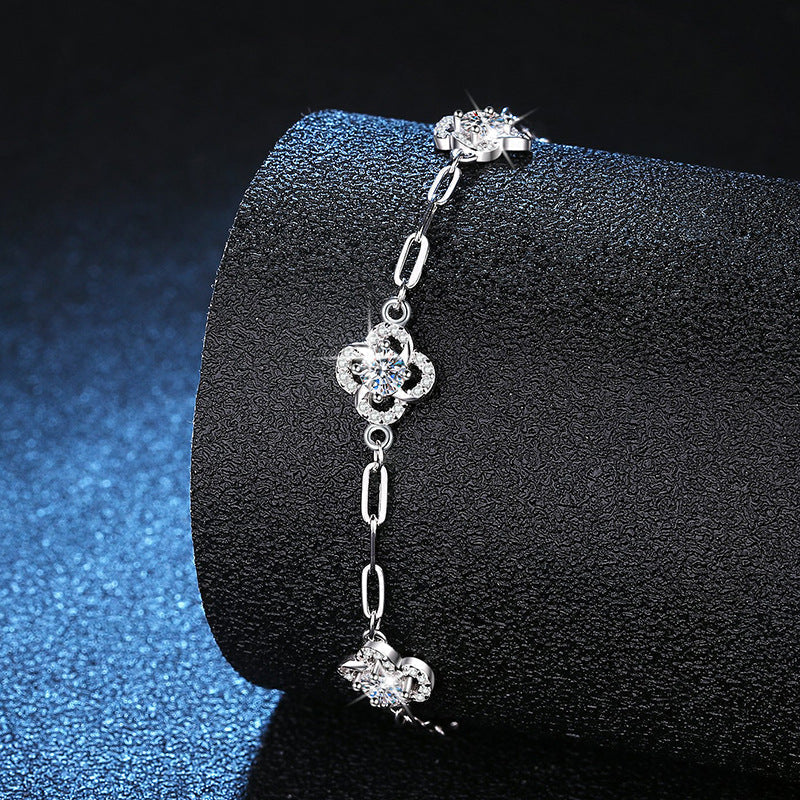 [Super CiCi]TRIPLE-CLOVER MOISSANITE BRACELET