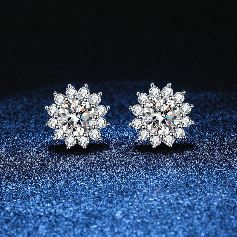 [Super CiCi]BLOOMING SUNFLOWER MOISSANITE STUD EARRINGS