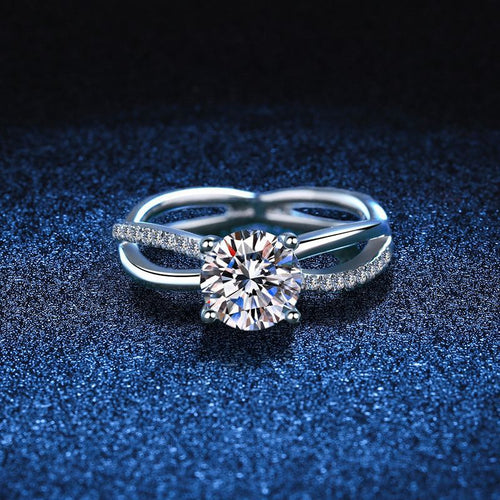 [Super CiCi]ELEGANT 4-PRONG CROSSOVER MOISSANITE ENGAGEMENT RING