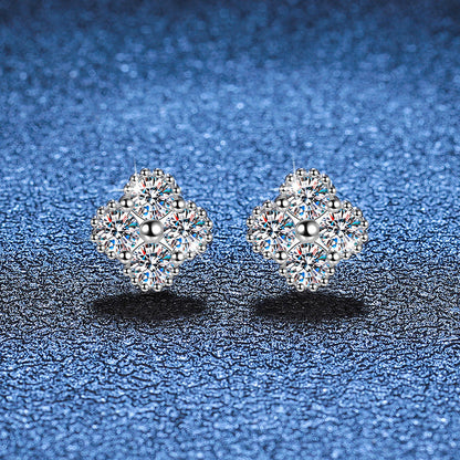 [Super CiCi]ELEGANT FOUR-LEAF CLOVER MOISSANITE STUD EARRINGS