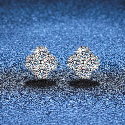 [Super CiCi]ELEGANT FOUR-LEAF CLOVER MOISSANITE STUD EARRINGS