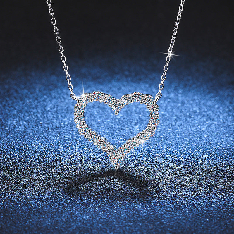 [Super CiCi]ROMANTIC HEART MOISSANITE PENDANT NECKLACE