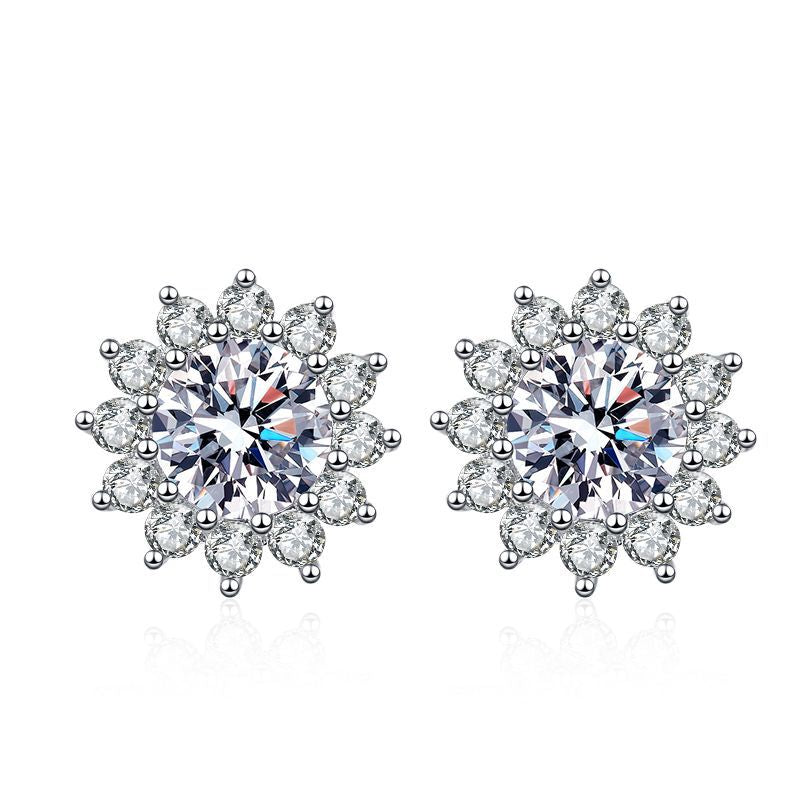[Super CiCi]BLOOMING SUNFLOWER MOISSANITE STUD EARRINGS