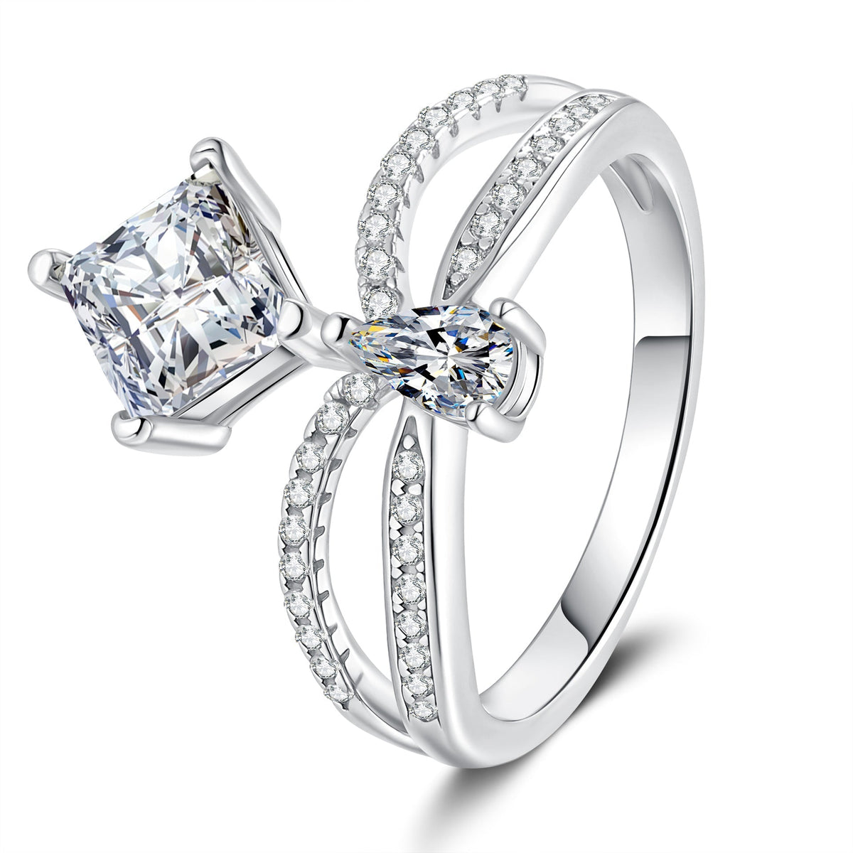 [Super CiCi]ELEGANT DOUBLE-TWISTED MOISSANITE RING