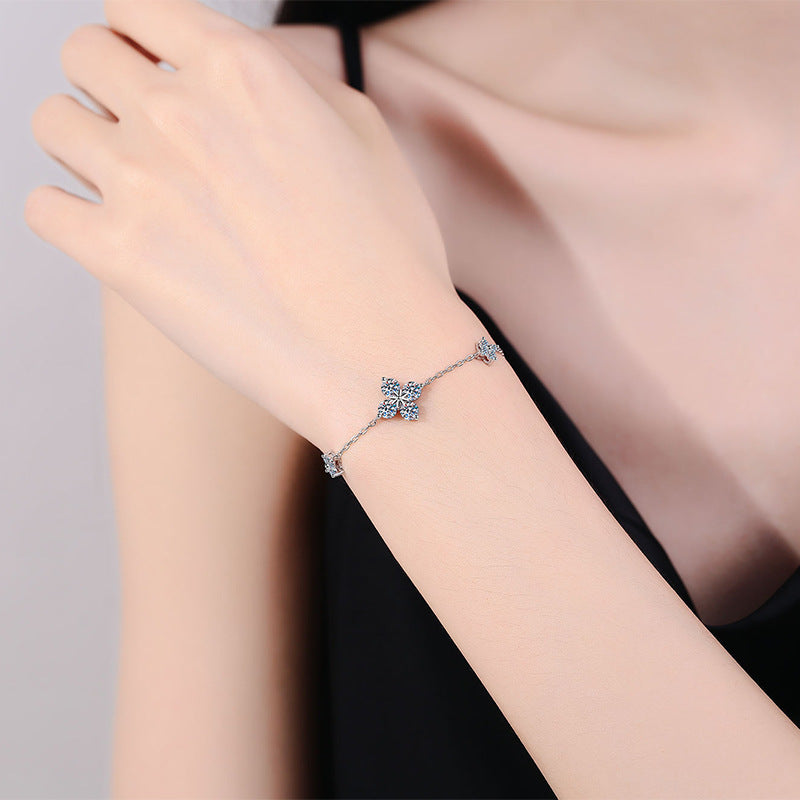[Super CiCi]CLOVER LUCKY CHARM MOISSANITE BRACELET