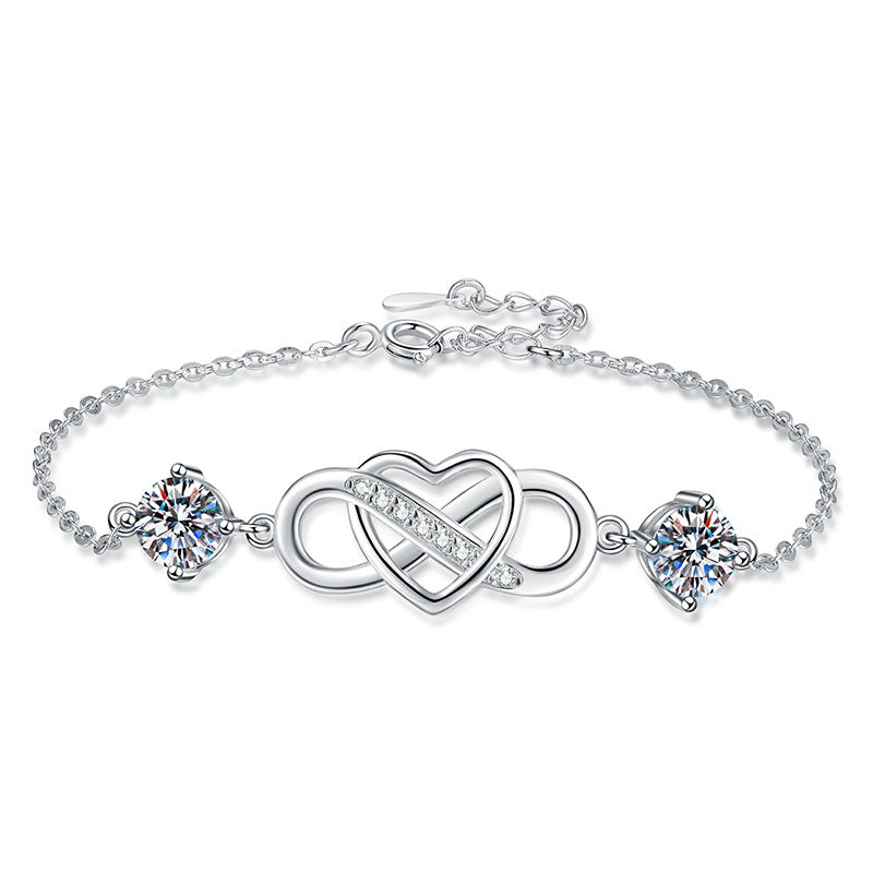 [Super CiCi]DOUBLE-STONE "LOVE LINK" MOISSANITE BRACELET