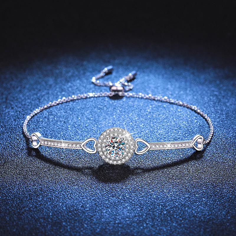 [Super CiCi]INTERLOCKING HEART & CIRCLE MOISSANITE BRACELET