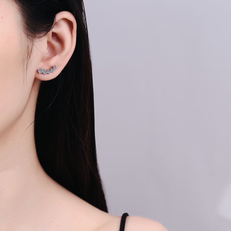 [Super CiCi]SPARKLING SMILE ARC MOISSANITE STUD EARRINGS