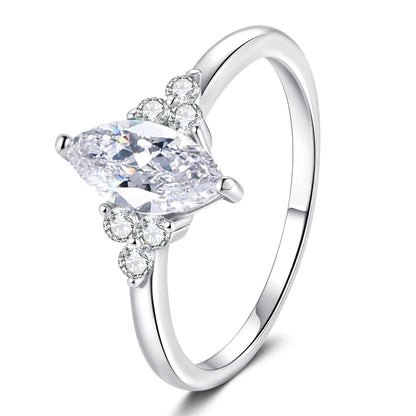 [Super CiCi]ELEGANT MARQUISE CUT MOISSANITE RING WITH SIDE ACCENTS
