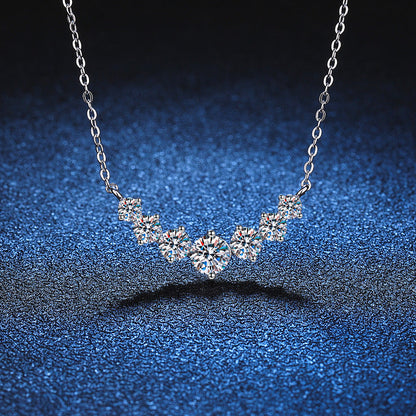 [Super CiCi]MINIMALIST CURVED SMILE MOISSANITE NECKLACE