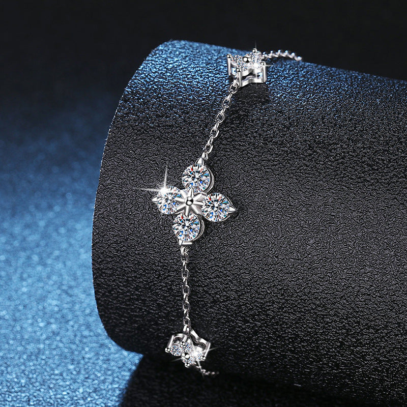 [Super CiCi]CLOVER LUCKY CHARM MOISSANITE BRACELET