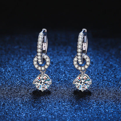 [Super CiCi]INTERLOCKING DOUBLE RING MOISSANITE DROP EARRINGS