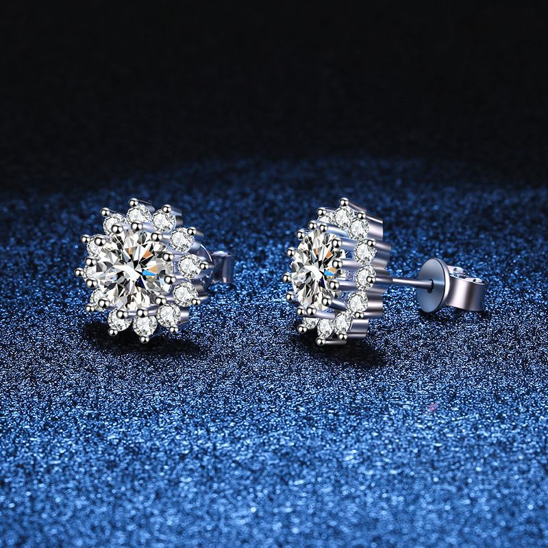 [Super CiCi]BLOOMING SUNFLOWER MOISSANITE STUD EARRINGS