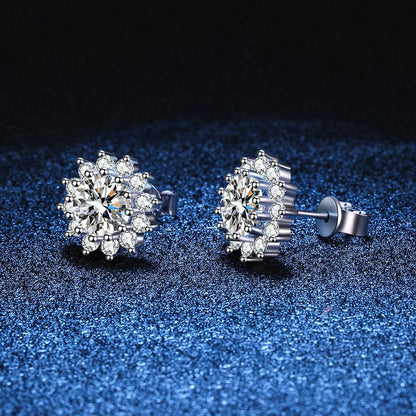 [Super CiCi]BLOOMING SUNFLOWER MOISSANITE STUD EARRINGS