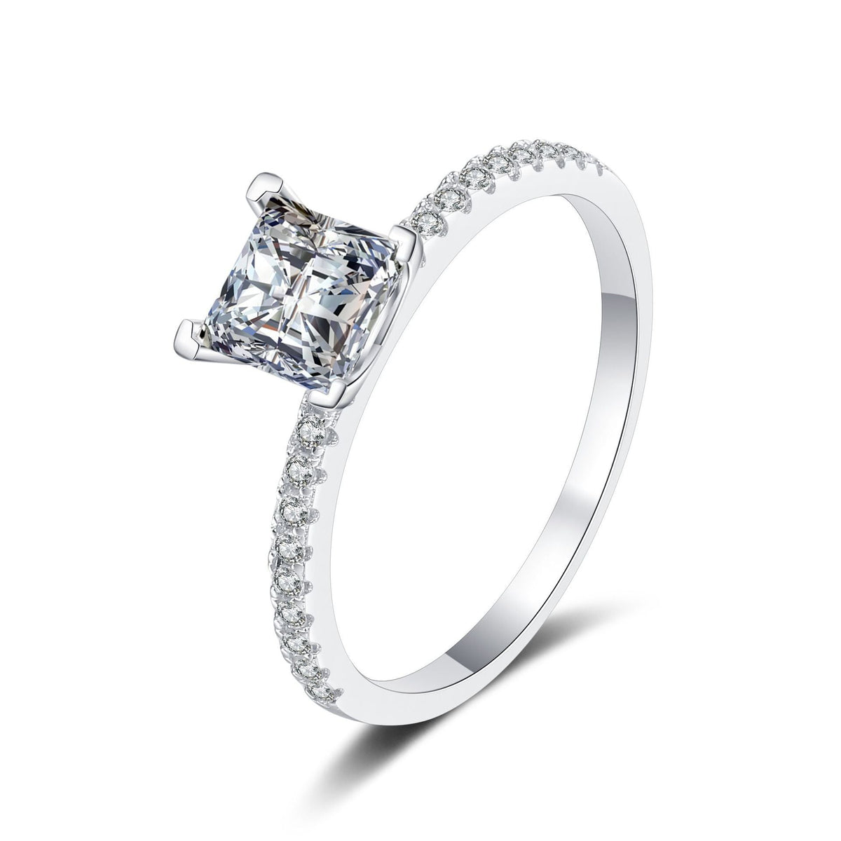[Super CiCi]ELEGANT PRINCESS CUT MOISSANITE ENGAGEMENT RING