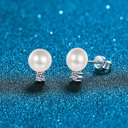 [Super CiCi]ELEGANT NATURAL PEARL & MOISSANITE DROP EARRINGS