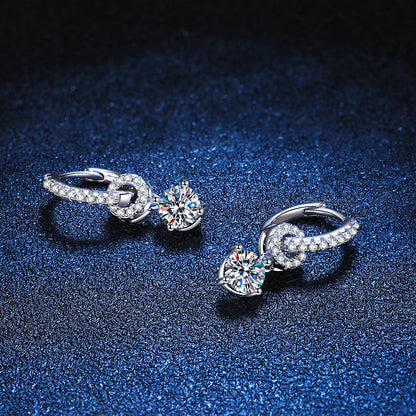 [Super CiCi]INTERLOCKING DOUBLE RING MOISSANITE DROP EARRINGS