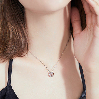 [Super CiCi]GEOMETRIC SUGAR-CUBE MOISSANITE NECKLACE