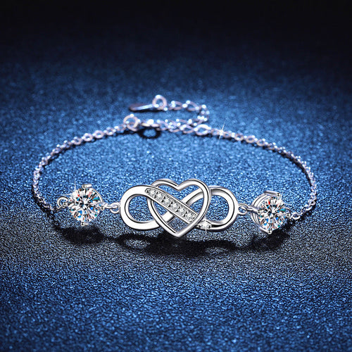 [Super CiCi]DOUBLE-STONE "LOVE LINK" MOISSANITE BRACELET