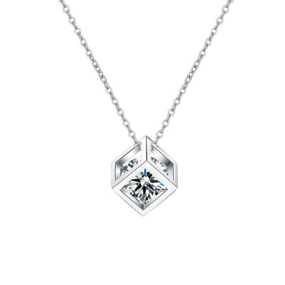 [Super CiCi]GEOMETRIC SUGAR-CUBE MOISSANITE NECKLACE