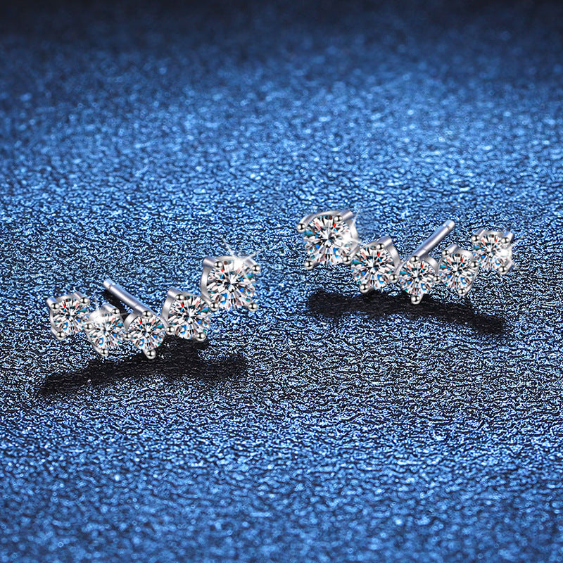 [Super CiCi]SPARKLING SMILE ARC MOISSANITE STUD EARRINGS