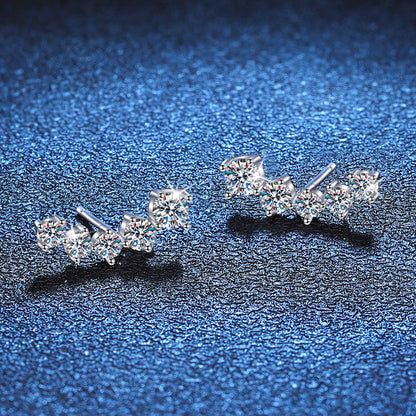 [Super CiCi]SPARKLING SMILE ARC MOISSANITE STUD EARRINGS
